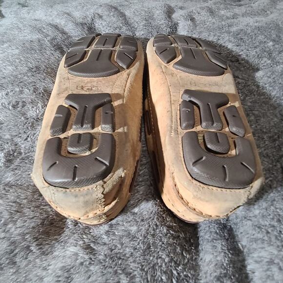 UGG Womens 9 Meena Shearling Suede Leather Driving Shoes Mocassins Slippers - Picture 5 of 9
